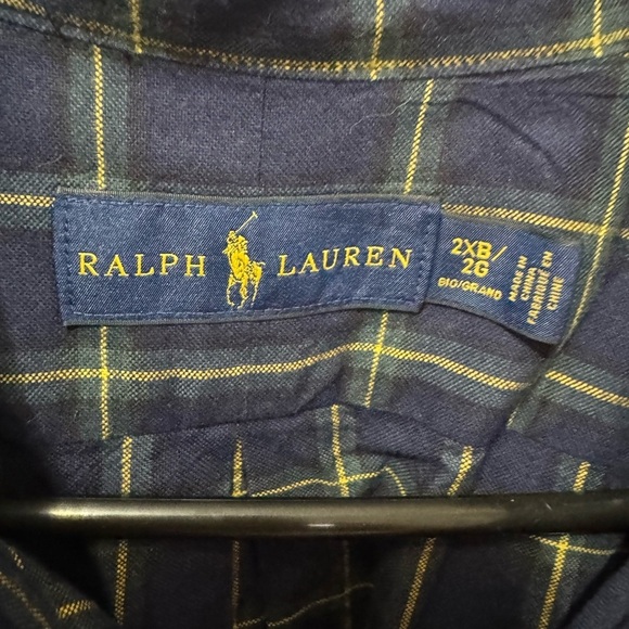 Ralph Lauren Men's Blue and Yellow Plaid Shirt Size 2XB - Picture 3 of 6